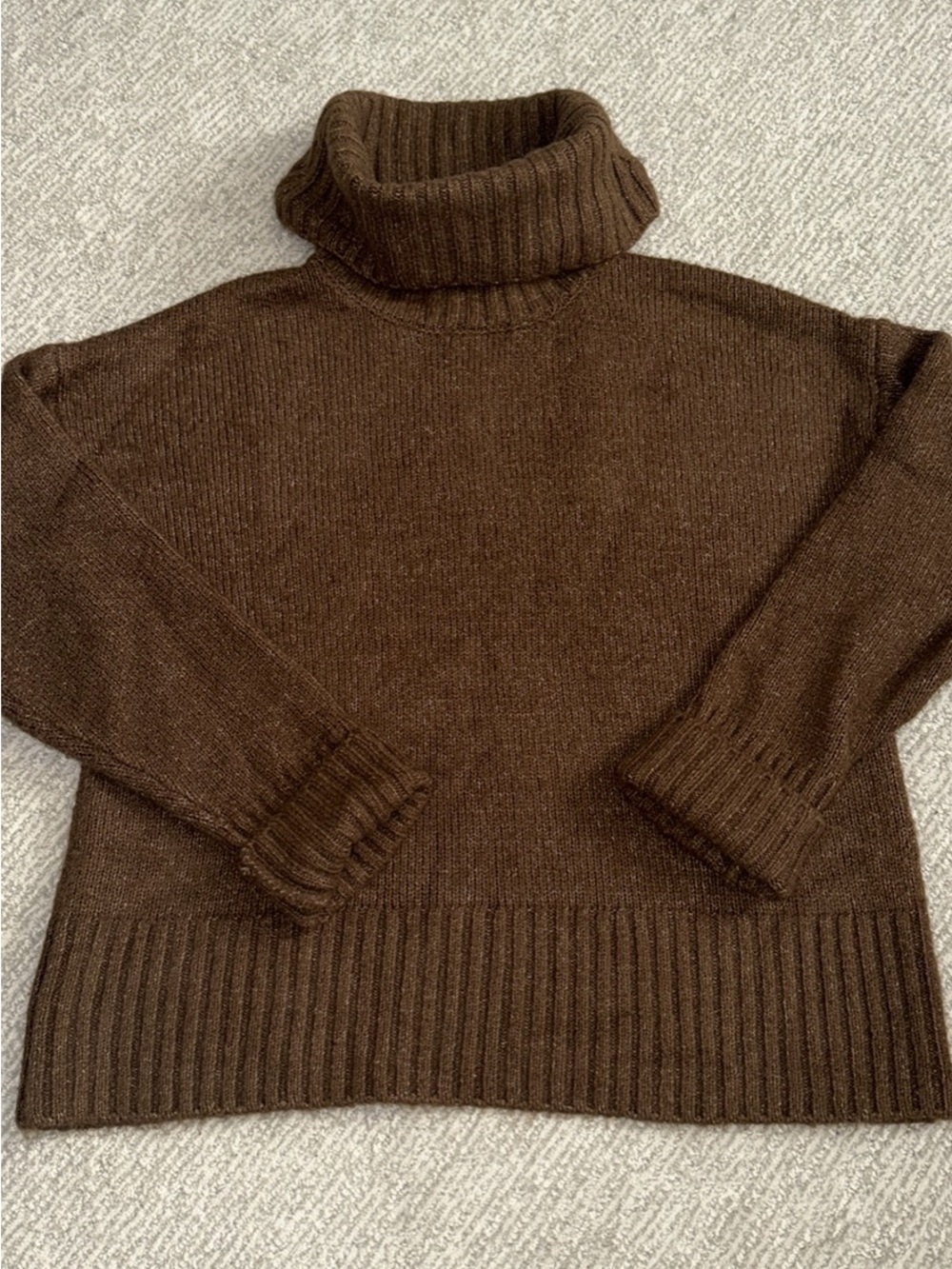SO Chocolate Brown Ribbed Turtleneck Sweater
